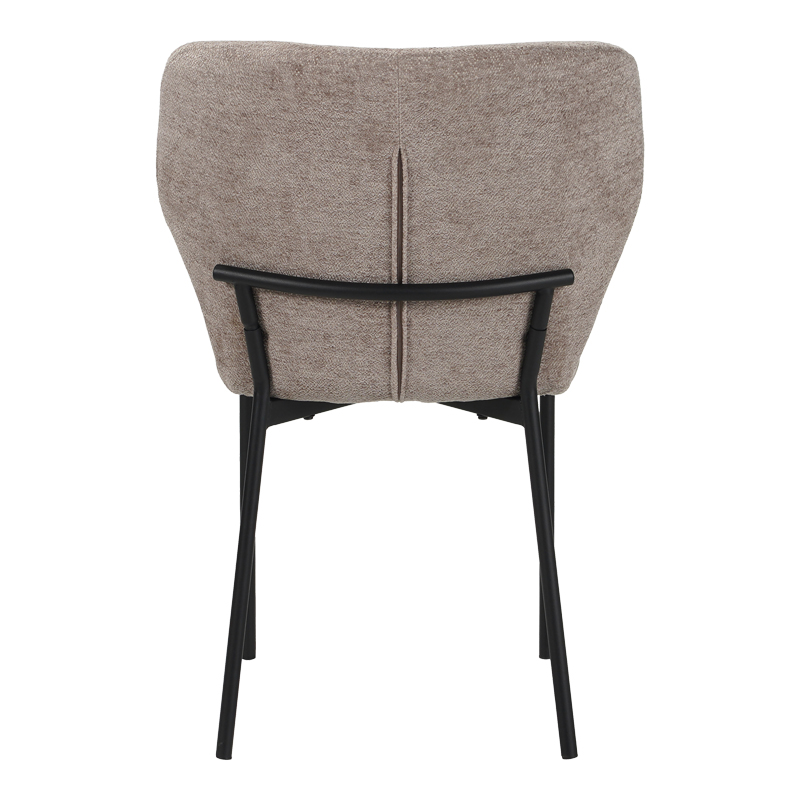 Καρέκλα Mavier pakoworld γκρι μπεζ ύφασμα με πόδια μαύρο μεταλλικό 48x61.5x82εκ | 2 τμχ