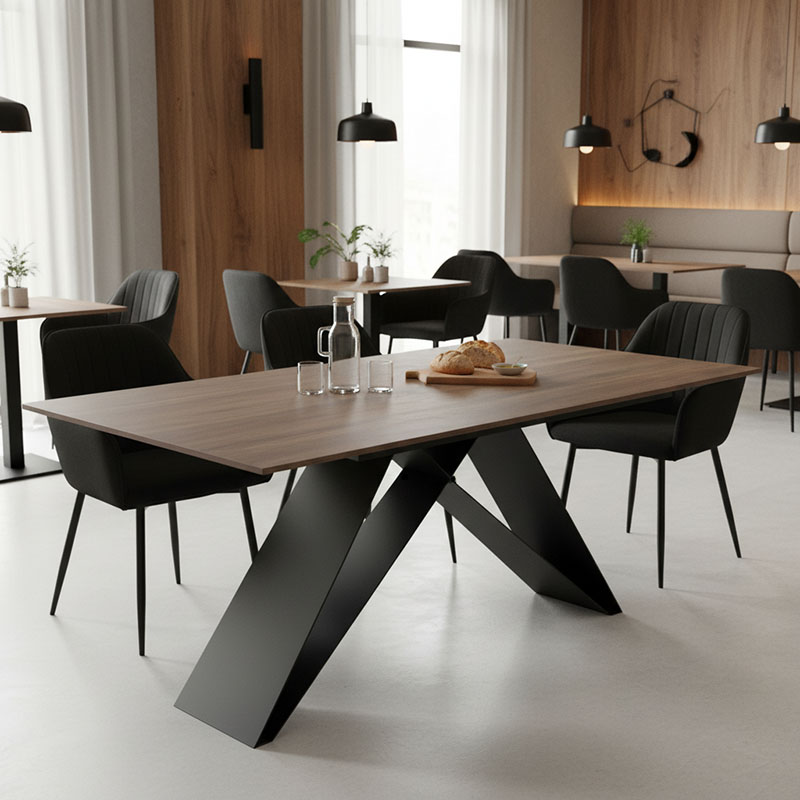 Τραπέζι Sabrina pakoworld sintered stone καρυδί-μαύρο 180x90x75εκ