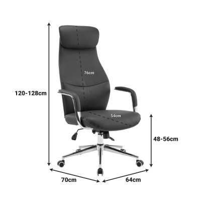 Καρέκλα γραφείου διευθυντή Ferka pakoworld pu σε μαύρη απόχρωση 64x71x120-128εκ