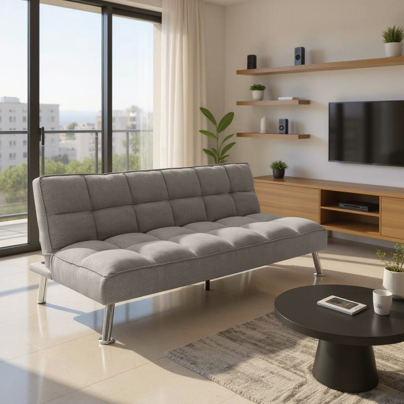 Καναπές-κρεβάτι Rebel pakoworld 3θέσιος με ύφασμα γκρι 189x92x82εκ