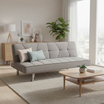 Καναπές-κρεβάτι Travis pakoworld 3θέσιος ύφασμα γκρι 175x83x74εκ