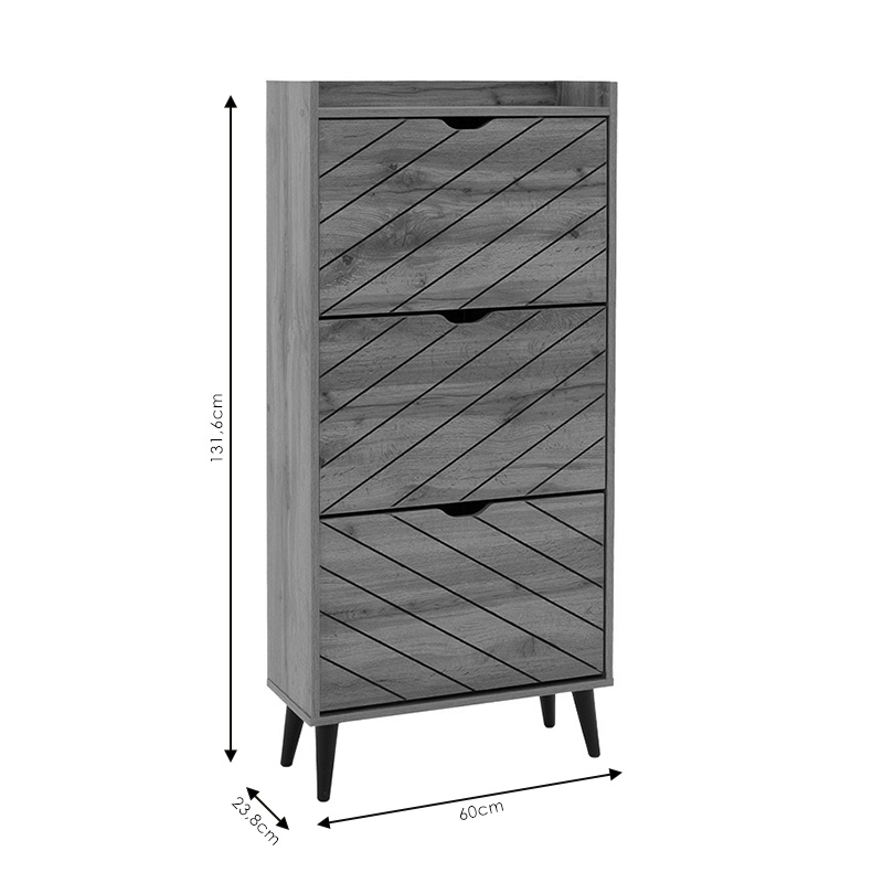 Παπουτσοθήκη Thelma pakoworld 12 ζεύγων oak 60x23.8x131.6εκ