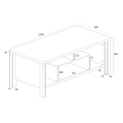 Τραπέζι σαλονιού Tracy pakoworld λευκό-γκρι 120x60x48.5εκ