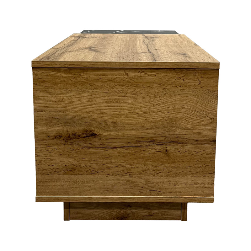 Τραπέζι σαλονιού Fetix pakoworld σε μαύρο μαρμάρου-sonoma απόχρωση 90x45x45εκ