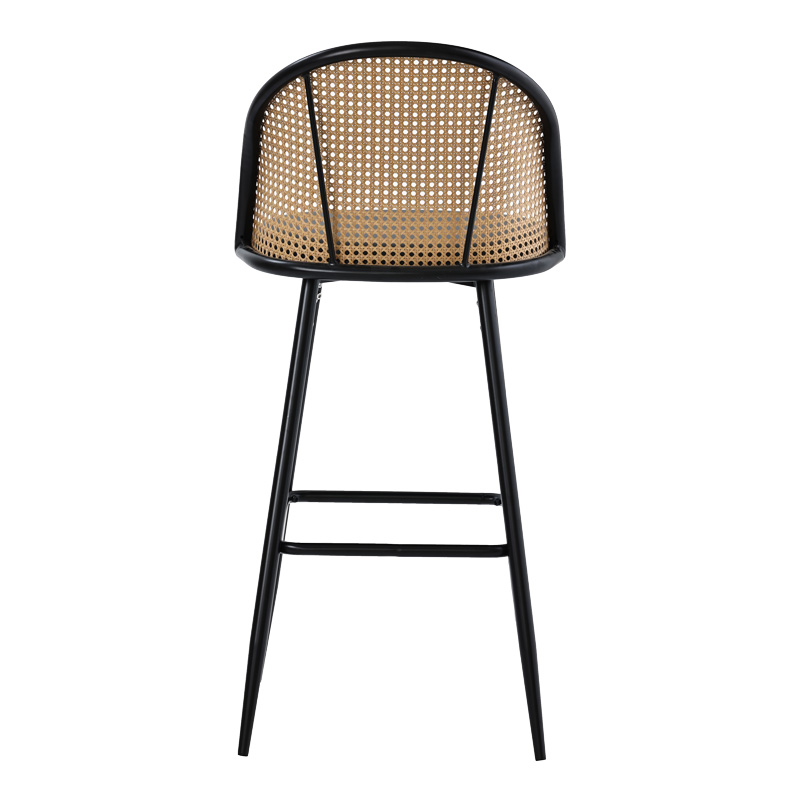 Σκαμπό μπαρ Kace pakoworld pe rattan φυσικό-ανθρακί pu-μαύρο μέταλλο 43x55x102εκ | 2 τμχ