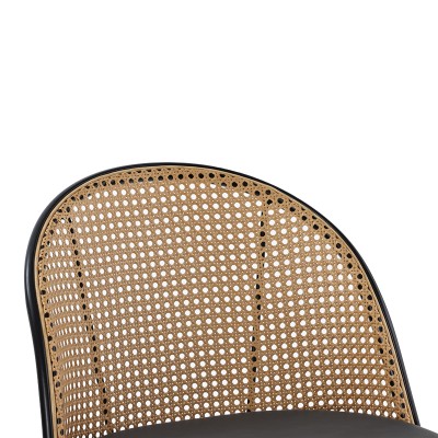 Σκαμπό μπαρ Kace pakoworld pe rattan φυσικό-ανθρακί pu-μαύρο μέταλλο 43x55x102εκ | 2 τμχ