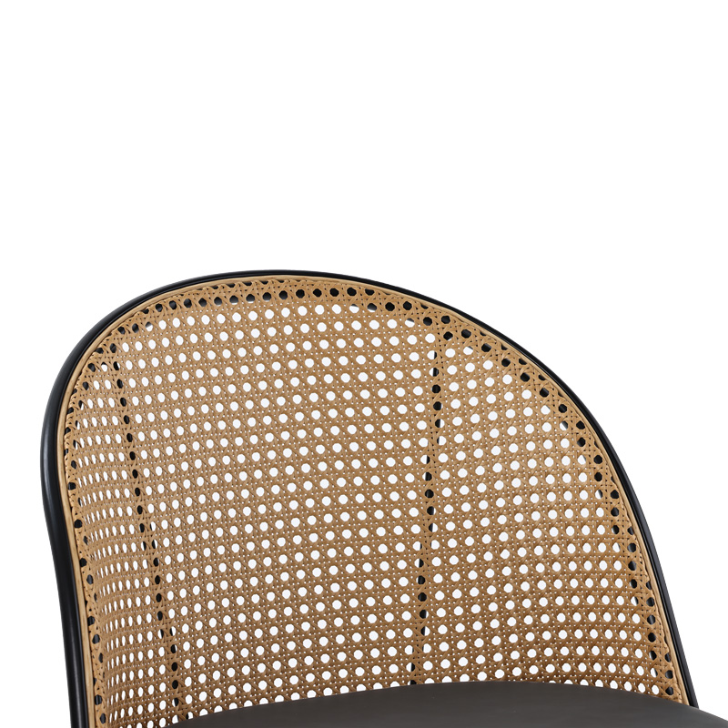 Σκαμπό μπαρ Kace pakoworld pe rattan φυσικό-ανθρακί pu-μαύρο μέταλλο 43x55x102εκ | 2 τμχ