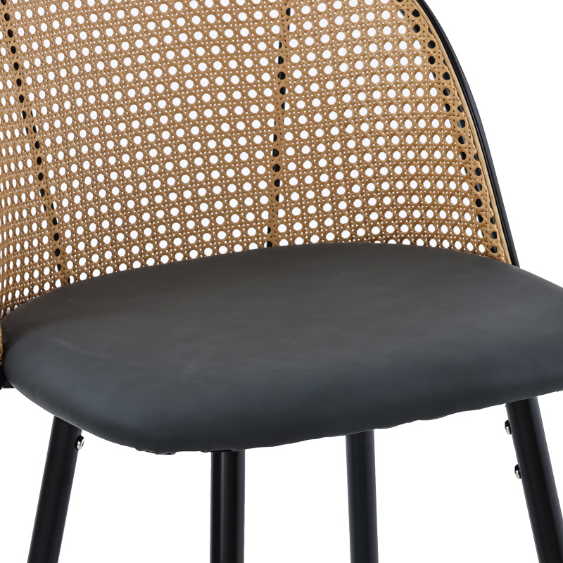 Σκαμπό μπαρ Kace pakoworld pe rattan φυσικό-ανθρακί pu-μαύρο μέταλλο 43x55x102εκ | 2 τμχ