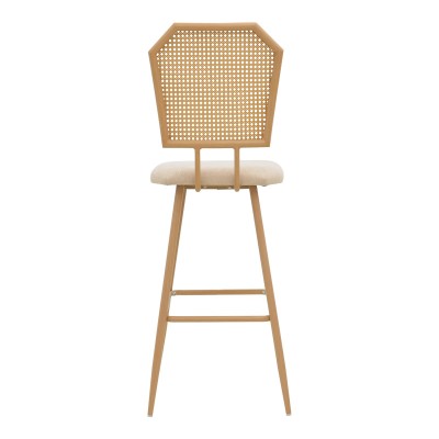 Σκαμπό μπαρ Camilla I pakoworld φυσικό pe rattan με μπεζ ύφασμα και μέταλλο σε φυσική απόχρωση 47.5x58x117εκ | 2 τμχ