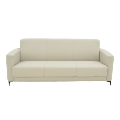 Καναπές τριθέσιος Sidica pakoworld PU σε εκρού απόχρωση 185x82x81εκ