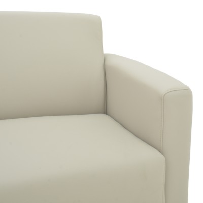 Καναπές τριθέσιος Sidica pakoworld PU σε εκρού απόχρωση 185x82x81εκ