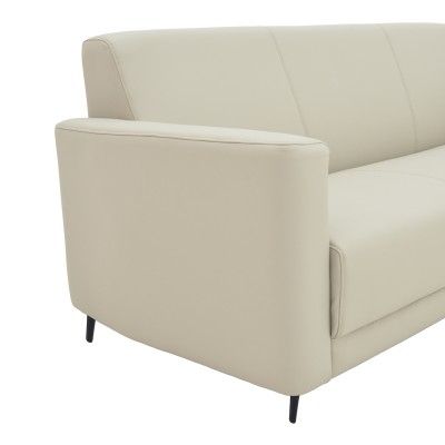 Καναπές τριθέσιος Sidica pakoworld PU σε εκρού απόχρωση 185x82x81εκ