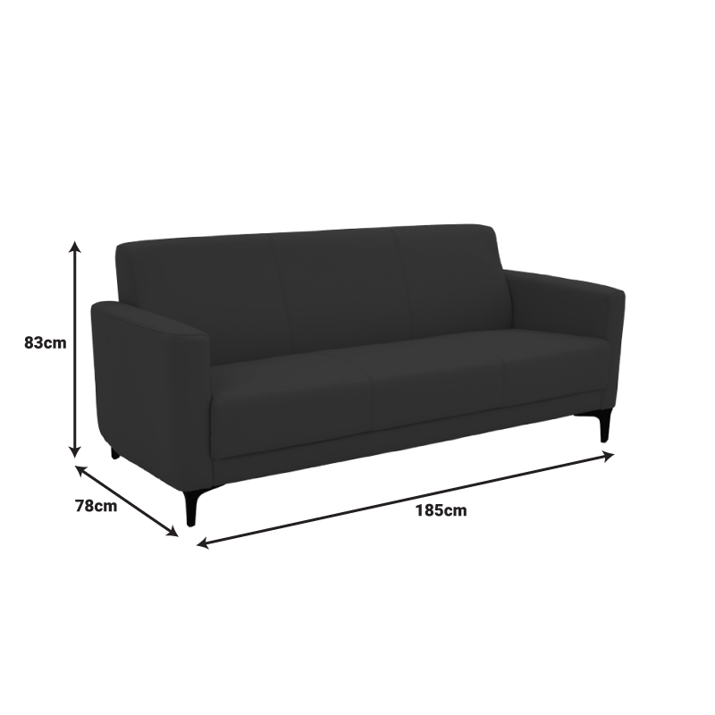 Καναπές τριθέσιος Sidica pakoworld PU σε εκρού απόχρωση 185x82x81εκ