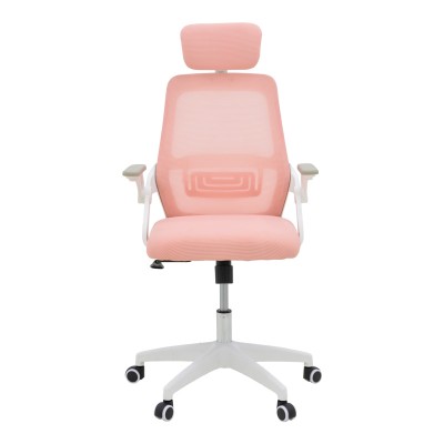 Καρέκλα γραφείου Peja pakoworld mesh ύφασμα ροζ-σκελετός λευκό 58x60x107-117εκ