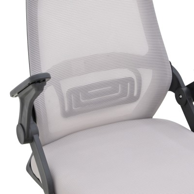 Καρέκλα γραφείου Reji pakoworld mesh ύφασμα γκρι-μπεζ με μαύρο σκελετό 58x60x89-99εκ