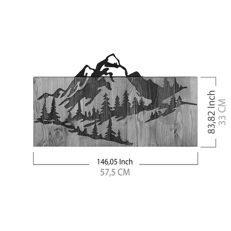 Διακοσμητικό τοίχου Mounten pakoworld ξύλο πεύκου σε φυσική απόχρωση με μαύρο μέταλλο 57.5x3x33εκ