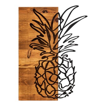 Διακοσμητικό τοίχου Pinable pakoworld ξύλο πεύκου σε φυσική απόχρωση με μαύρο μέταλλο 42x3x58εκ