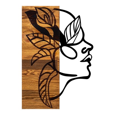 Διακοσμητικό τοίχου Redian pakoworld ξύλο πεύκου σε φυσική απόχρωση με μαύρο μέταλλο 34x3x50εκ