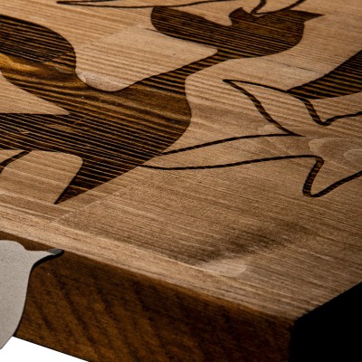 Διακοσμητικό τοίχου Excore pakoworld ξύλο πεύκου σε φυσική απόχρωση με μαύρο μέταλλο 111x3x25εκ