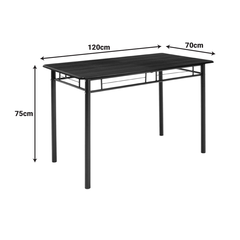 Τραπεζαρία Roza pakoworld σετ 5τμχ χρώμα σκούρο καρυδί - πόδια μαύρο ματ 120x70x75εκ