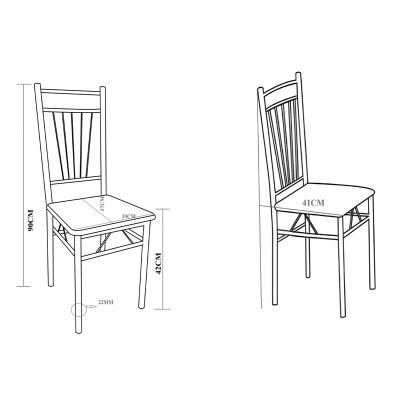 Τραπεζαρία Roza pakoworld σετ 5τμχ χρώμα σκούρο καρυδί - πόδια μαύρο ματ 120x70x75εκ