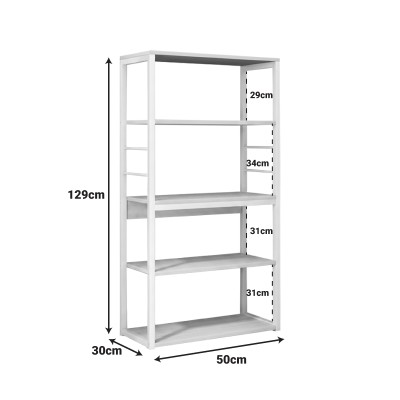 Ραφιέρα επιδαπέδια Tace pakoworld μέταλλο λευκό-φυσικό 50x30x129εκ