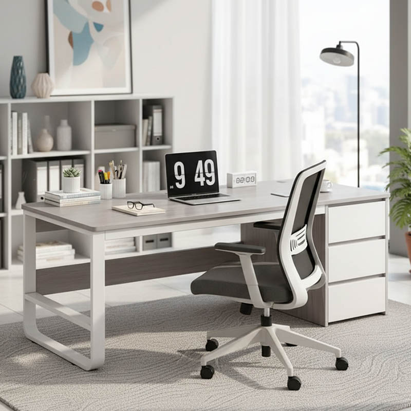 Γραφείο Salto pakoworld με συρταριέρα-MDF γκρι-λευκό 120x48x74εκ