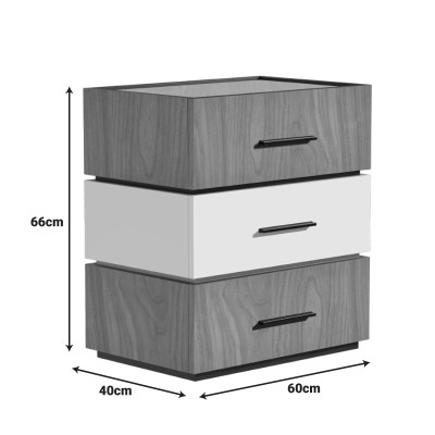 Κομοδίνο Sonlen pakoworld mdf σε καρυδί-μπεζ απόχρωση 60x40x66εκ