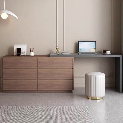 Γραφείο πολυμορφικό με ενσωματωμένη συρταριέρα Reaze pakoworld mdf σε ανοιχτό καρυδί-ανθρακί απόχρωση 120x50x73.5εκ