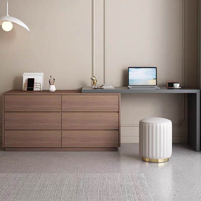 Γραφείο πολυμορφικό με ενσωματωμένη συρταριέρα Reaze pakoworld mdf σε ανοιχτό καρυδί-ανθρακί απόχρωση 120x50x73.5εκ