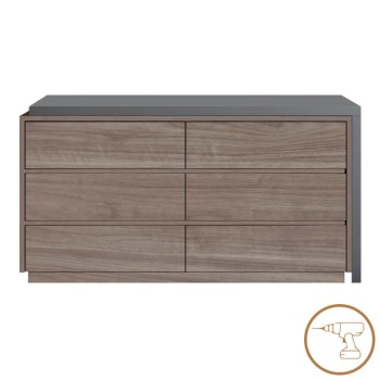 Γραφείο πολυμορφικό με ενσωματωμένη συρταριέρα Reaze pakoworld mdf σε ανοιχτό καρυδί-ανθρακί απόχρωση 120x50x73.5εκ