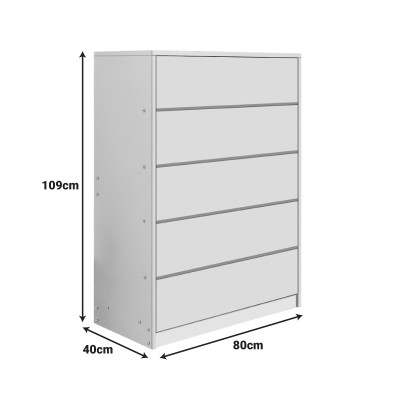 Συρταριέρα Kuanger pakoworld mdf σε λευκή απόχρωση 80x40x109εκ