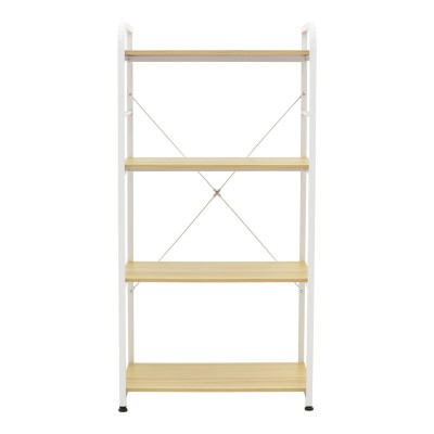 Ραφιέρα επιδαπέδια Depo pakoworld μέταλλο λευκό-mdf σε φυσική απόχρωση 60x40x120εκ