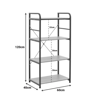 Ραφιέρα επιδαπέδια Depo pakoworld μέταλλο λευκό-mdf σε φυσική απόχρωση 60x40x120εκ