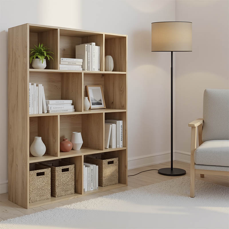 Βιβλιοθήκη Evergin pakoworld mdf σε oak απόχρωση 100x30x135εκ