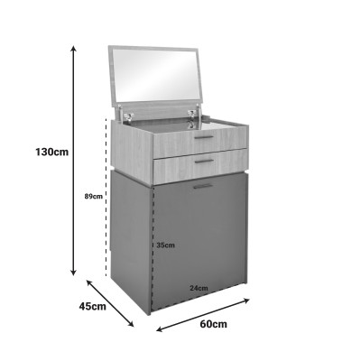 Τουαλέτα κρεβατοκάμαρας Sonlen pakoworld ανθρακί-sonoma 60x45x130εκ