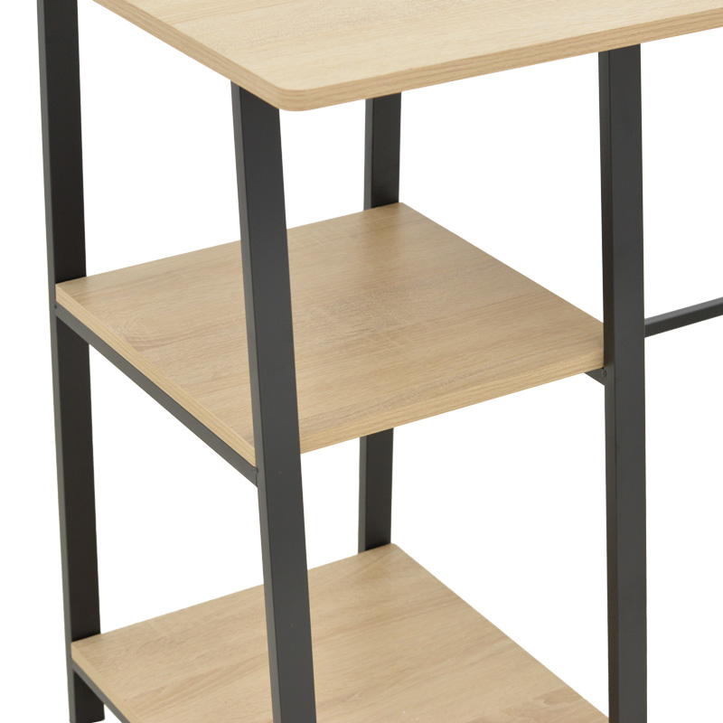 Γραφείο εργασίας Ferje pakoworld με ράφια mdf σε φυσική με μαύρη απόχρωση 100x48x75εκ