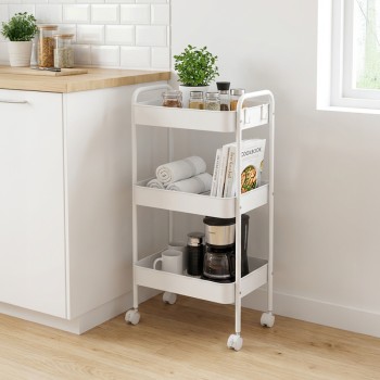 Τρόλλεϊ-ραφιέρα Nedea pakoworld μέταλλο λευκό 41x30x77εκ