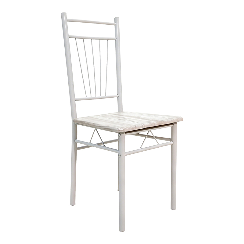 Τραπεζαρία Roza pakoworld σετ 5τμχ mdf sonoma με μεταλλικό λευκό πόδι 110x60x75εκ