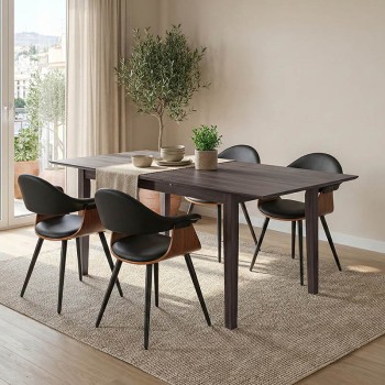 Tραπέζι επεκτεινόμενο Mabor pakoworld ξύλο σε καρυδί απόχρωση 120-150x80x73,8εκ