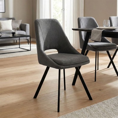 Καρέκλα Initiate pakoworld ανθρακί ύφασμα-πόδι μαύρο μέταλλο 48x57x85εκ | 2 τμχ