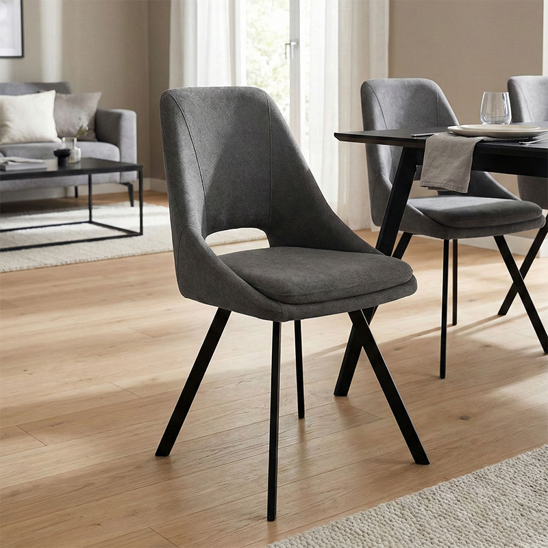 Καρέκλα Initiate pakoworld ανθρακί ύφασμα-πόδι μαύρο μέταλλο 48x57x85εκ | 2 τμχ