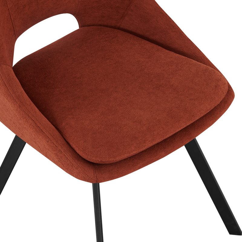 Καρέκλα Initiate pakoworld terracotta ύφασμα-πόδι μαύρο μέταλλο 48x57x85εκ | 2 τμχ