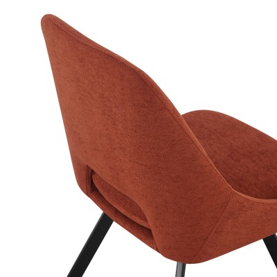 Καρέκλα Initiate pakoworld terracotta ύφασμα-πόδι μαύρο μέταλλο 48x57x85εκ | 2 τμχ