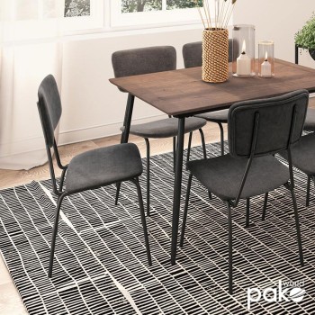 Καρέκλα Tania pakoworld ύφασμα ανθρακί antique-μαύρο πόδι | 4 τμχ