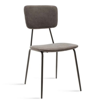 Καρέκλα Tania pakoworld ύφασμα ανθρακί antique-μαύρο πόδι | 4 τμχ