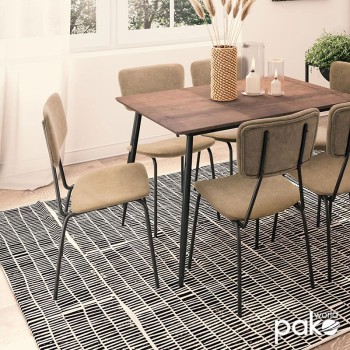 Καρέκλα Tania pakoworld ύφασμα μπεζ antique-μαύρο πόδι | 4 τμχ
