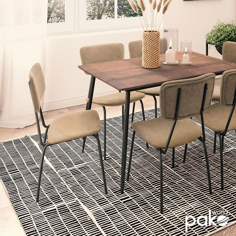 Καρέκλα Tania pakoworld ύφασμα μπεζ antique-μαύρο πόδι | 4 τμχ