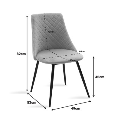 Καρέκλα Giselle pakoworld βελούδο γκρι-μαύρο χρυσό πόδι | 4 τμχ