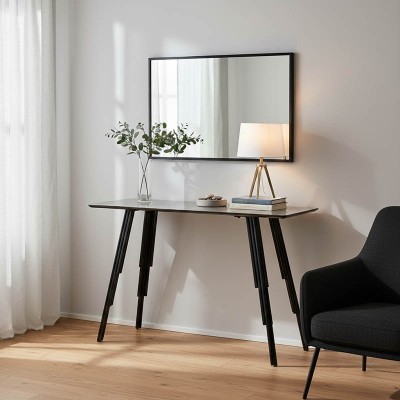 Κονσόλα Lifo pakoworld MDF ανθρακί cement-μαύρο 120x40x75εκ